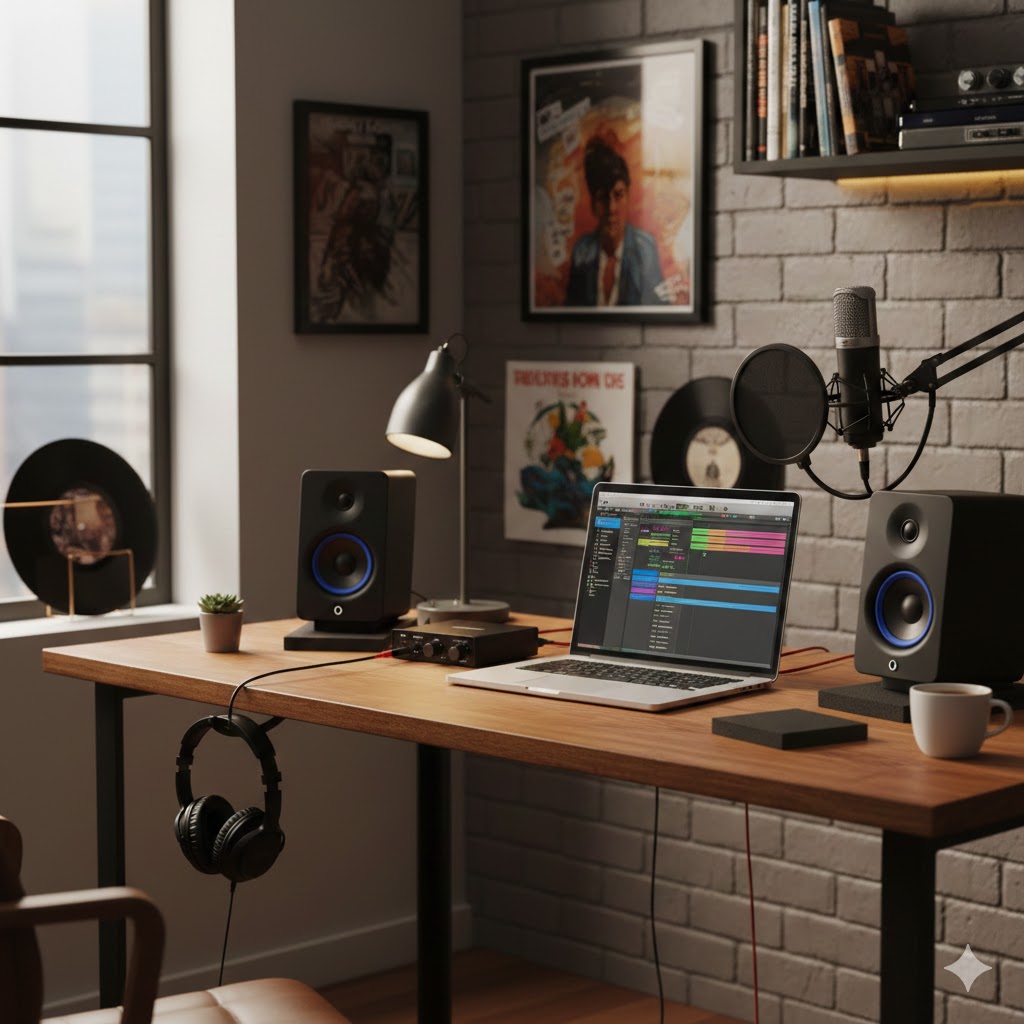 setup home recording con monitor da studio economici sulla scrivania
