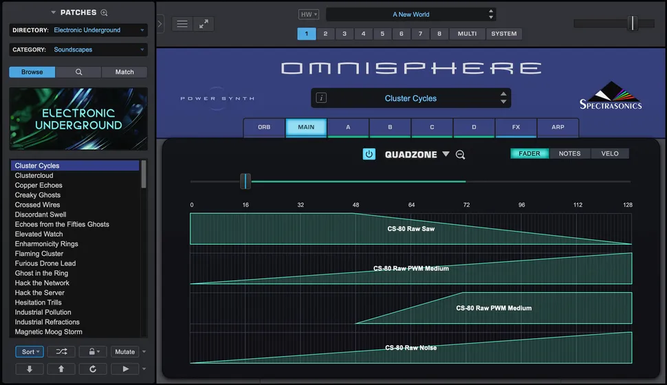 Interfaccia Quadzone e gestione dei nuovi filtri modellati su synth analogici in Omnisphere 3